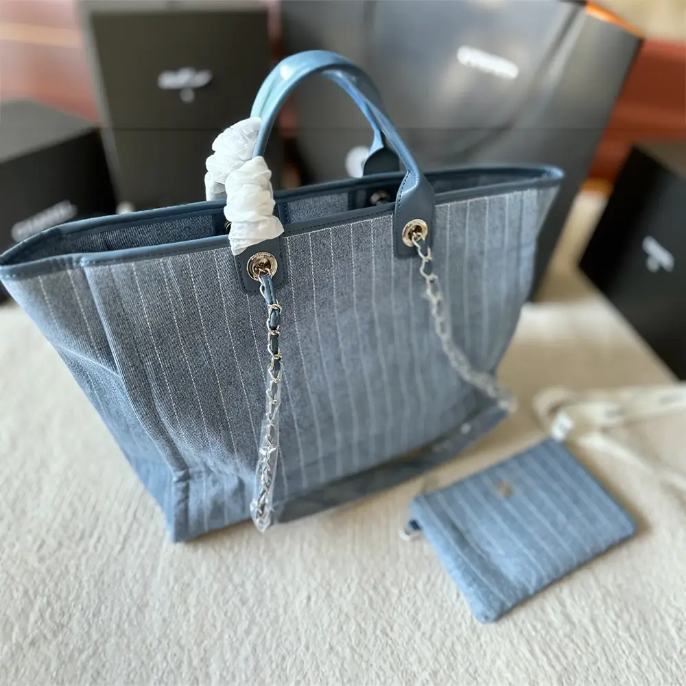 Original single new canvas denim beach bag shopping bag(图4)