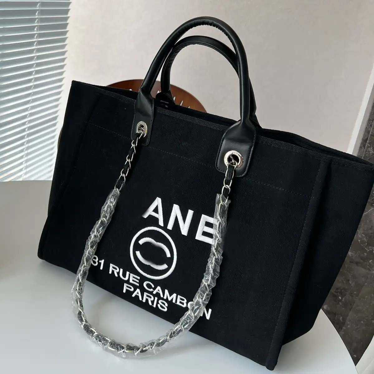 Embroidered logo style mommy bag, beach bag, shopping bag(图1)