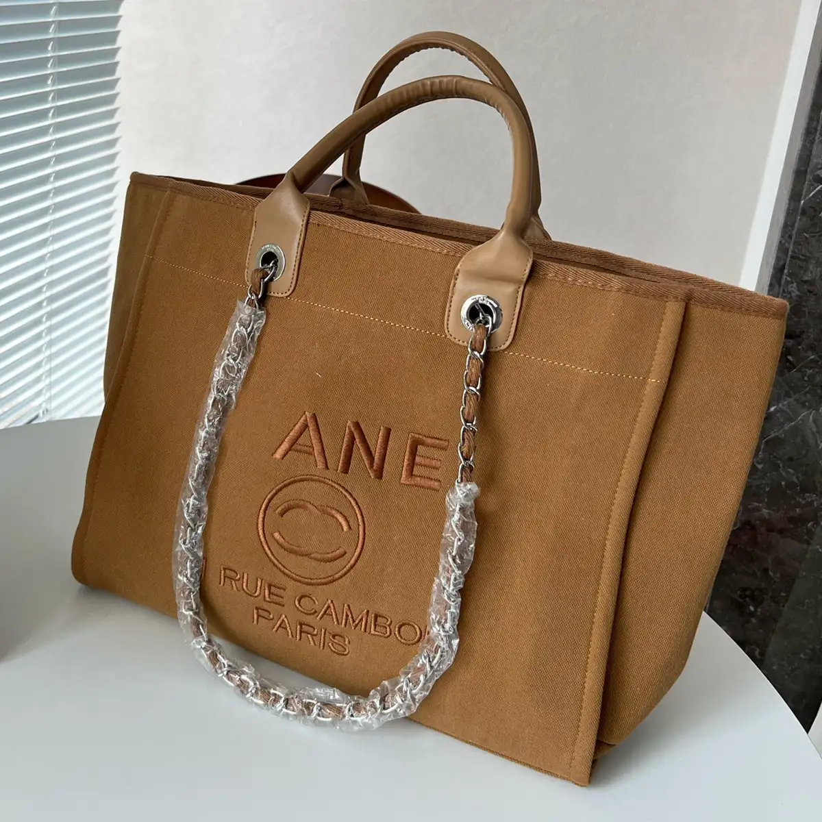Embroidered logo style mommy bag, beach bag, shopping bag(图6)