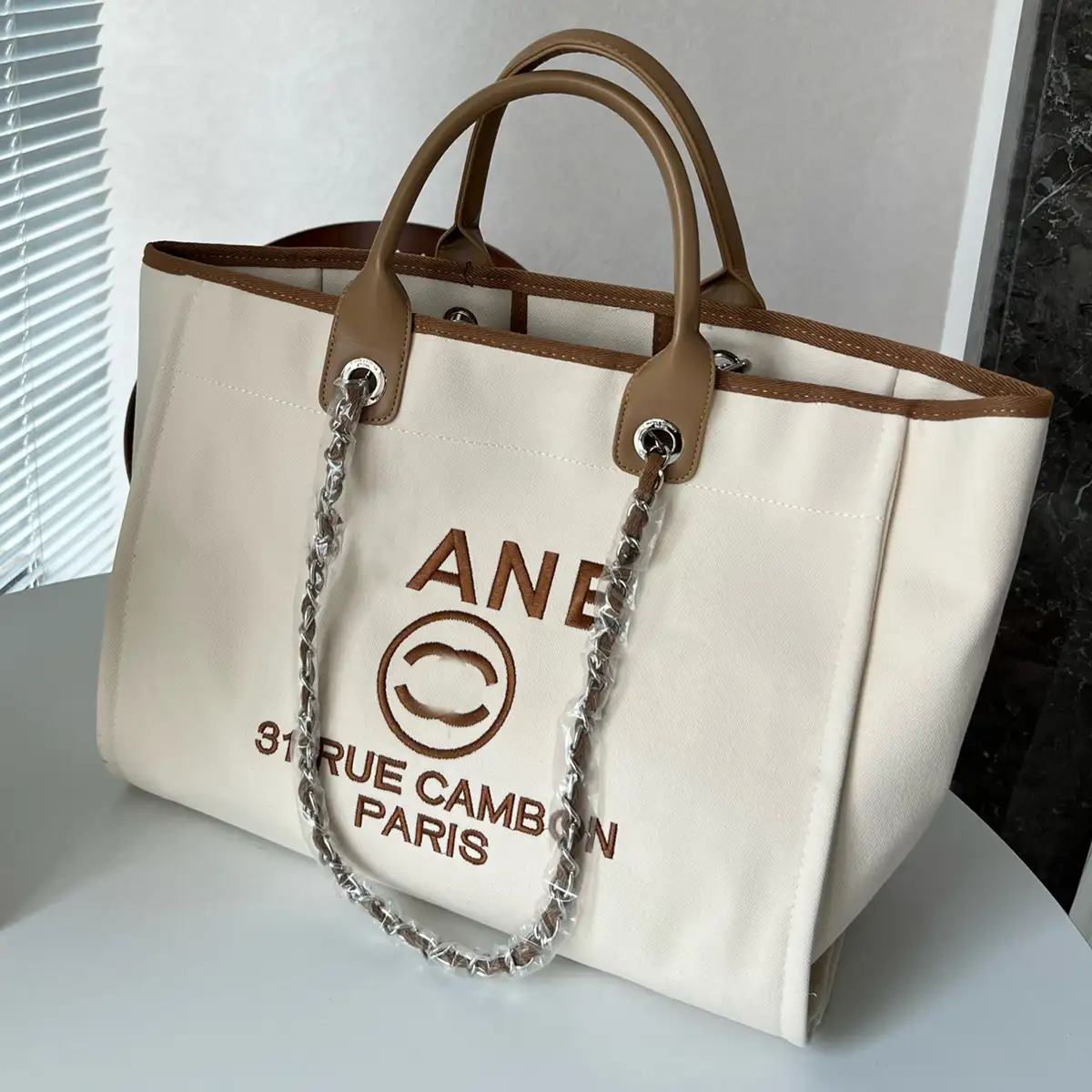 Embroidered logo style mommy bag, beach bag, shopping bag